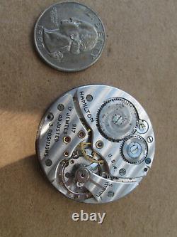 Antique Hamilton 10S 917 17 Jewels Adjusted Pocket Watch Movement PARTS repair