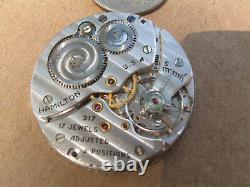 Antique Hamilton 10S 917 17 Jewels Adjusted Pocket Watch Movement PARTS repair