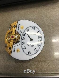 Antique Hebdomas 8 Day Pocket Watch Movement And Porcelain Dial #1 Not Working
