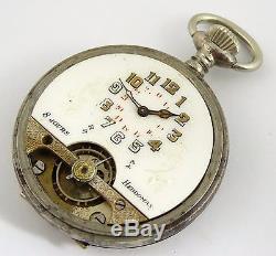 Antique Hebdomas Exposed Mechanical Movement Pocket Watch Needs Work LAYBY