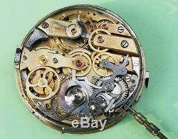 Antique High Grade Quarter Hour Repeater Chronograph Pocket Watch Movement Runs