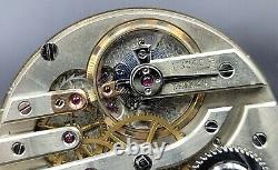 Antique Hy Moser & Ci Wolf Tooth 44mm Pocket Watch Movement Running Well