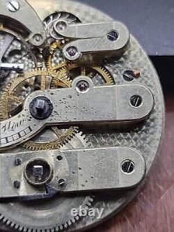 Antique Jules Huguenin High Grade Pocket Watch Movement For Repairs 43mm