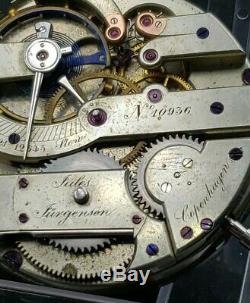 Antique Jules Jurgensen 46mm Pocket Watch Movement High Grade Running For Repair