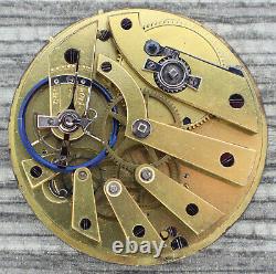 Antique Key Wind Pocket Watch Movement + Blued Steel Balance & Breguet Shock Sys