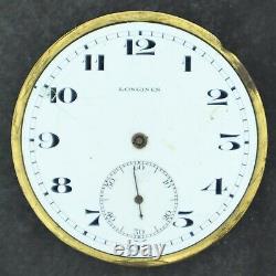 Antique Longines 15 Jewel Manual Wind Pocket Watch Movement 18.89M for Parts
