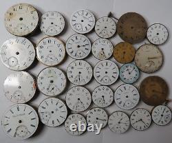 Antique Lot 28 Different Names & Sizes Pocket Watch Elgin Waltham Movement Parts