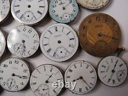 Antique Lot 28 Different Names & Sizes Pocket Watch Elgin Waltham Movement Parts