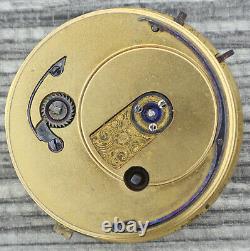 Antique M. I. Tobias Key Wind Fusee Pocket Watch Movement + Diamond Cap Jewel