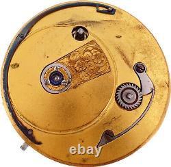 Antique M. I. Tobias Key Wind Fusee Pocket Watch Movement Highly Jeweled Runs