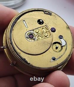 Antique M. I. Tobias Liverpool Fusee Pocket Watch Movement 44mm SN 39586