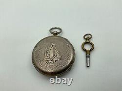 Antique Masonic Cylinder Silver 1800s Pocket Watch 42mm key wind