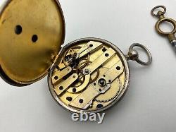 Antique Masonic Cylinder Silver 1800s Pocket Watch 42mm key wind