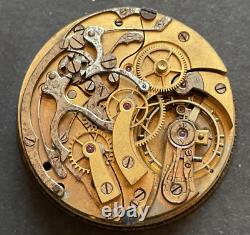 Antique Moeris Chronograph Pocket Watch Movement Parts/Repair 44.3mm Swiss