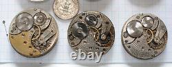 Antique OMEGA 15-lot Old Pocket watch MOVEMENTS not running, FOR PARTS REPAIR