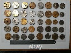 Antique POCKET WATCH MOVEMENTS LOT parts repair OPEN FACE BANDS CRYSTAL