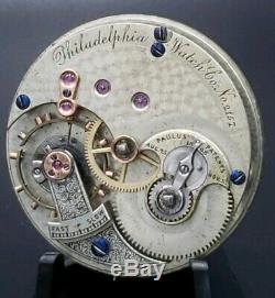 Antique Philadelphia Watch Co Pocket Watch Movement 36mm Good Balance