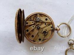 Antique Pocket Watch Gold 14K Mechanical Swiss Enamel Open Face Rare Old 19th