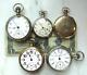 Antique Pocket Watch Lot Of 5 Illinois Elgin Rebuilds Etc10250