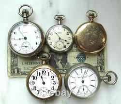 Antique Pocket Watch Lot of 5 Illinois Elgin Rebuilds ETC10250