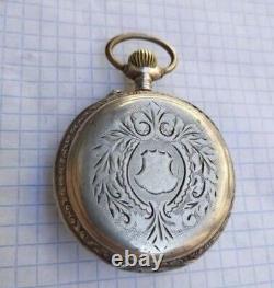 Antique Pocket Watch Mechanical Swiss Silver 800 Open Face Men Rare Old 19th