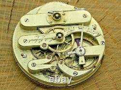 Antique Pocket Watch Movement Emile Richard Locle Jules Jurgensen 15j KWKS