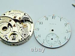 Antique Pocket watch movement parts 23 jewel 12s Lord Elgin grade 194 circa 1906