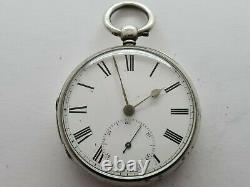 Antique Solid Silver Fusee Pocket Watch London 1850 Quality Movement Rare