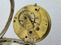 Antique Sterling Silver Fusee Pocket Watch Quality Movement SPARES/REPAIR Rare