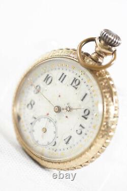 Antique Swiss Extremely High Grade Pocket Watch, Diamond Hands, Fancy Dial