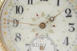 Antique Swiss Extremely High Grade Pocket Watch, Diamond Hands, Fancy Dial