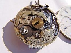 Antique Swiss One Minute Repeater Cronograph and Calendar Pocket Watch Movement