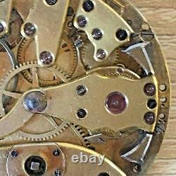 Antique Swiss Quarter Repeater pocket watch movement running for parts repair