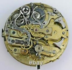 Antique Swiss Repeater Pocket Watch Movement for Parts or Restoration (J42)