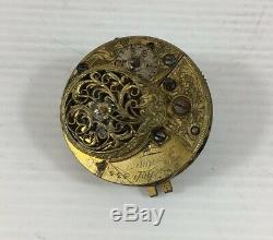 Antique Verge Fusee Pocket Watch Movement Bishop London C18th Untested