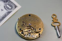 Antique Verge Fusee Pocket Watch Running Movement Manual Key 7 Winding