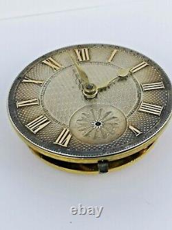 Antique Verge Pocket Watch Movement with Superb Silver Dial for Repair (M129)