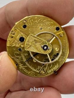 Antique c. 1850's Liverpool Litherland Davies Fusee Pocket Watch Movement Working
