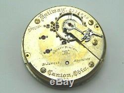 Antique pocket watch movement Hampden Special Railway 21 jewel railroad two tone