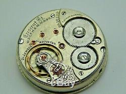 Antique pocket watch movement Waltham Crescent st 18 Size 21 jewel good balance