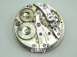 Antique pocket watch movement Waltham Vanguard 1623 23 jewel 8 adjust High grade