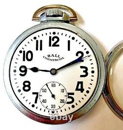 BALL Railroad Pocket Watch Mint dial & movement, silver nickel case