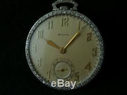 BULOVA PLATINUM DIAMOND POCKET WATCH HIGH GRADE MOVEMENT SUPERB VINTAGE 1950's