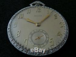 BULOVA PLATINUM DIAMOND POCKET WATCH HIGH GRADE MOVEMENT SUPERB VINTAGE 1950's