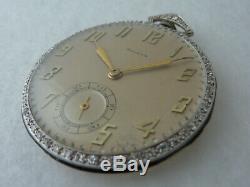 BULOVA PLATINUM DIAMOND POCKET WATCH HIGH GRADE MOVEMENT SUPERB VINTAGE 1950's