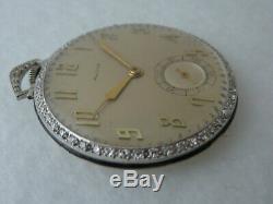 BULOVA PLATINUM DIAMOND POCKET WATCH HIGH GRADE MOVEMENT SUPERB VINTAGE 1950's