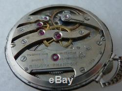 BULOVA PLATINUM DIAMOND POCKET WATCH HIGH GRADE MOVEMENT SUPERB VINTAGE 1950's