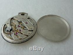 BULOVA PLATINUM DIAMOND POCKET WATCH HIGH GRADE MOVEMENT SUPERB VINTAGE 1950's