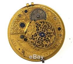 Barraud Cornhill London Verge Pocket Watch Movement Spares Or Repairs Vv37