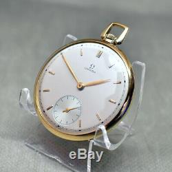 Beautiful 14k Gold Omega Of Pocket Watch C. 1944 Rare Case & 37.5t-17p Movement